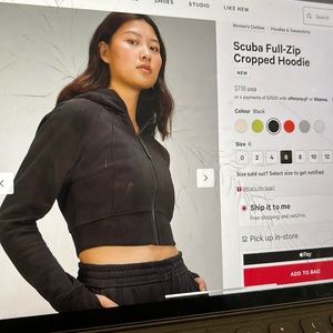Lululemon full-zip cropped hoodie